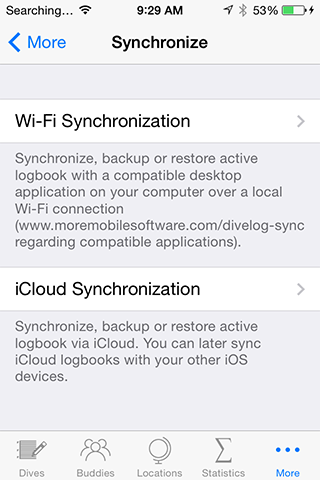 Synchronize your scuba logbook to MacOS or to iCloud