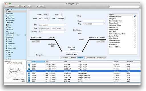 Dive Log Manager - Editing Support